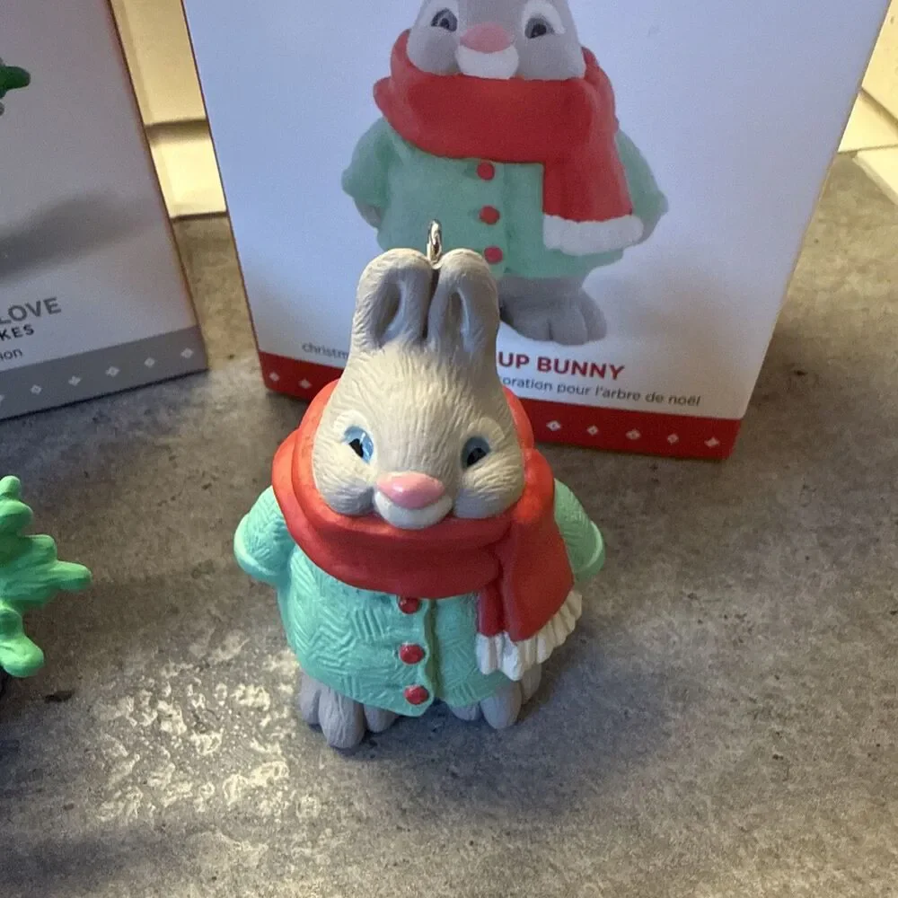 Hallmark Christmas Ornaments Some Bunny to Love And Bundled Up Bunny Set Of 2